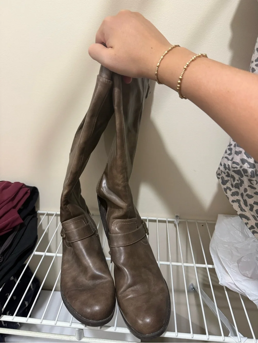 Kim Rogers Brown Leather Knee-High Riding Boots